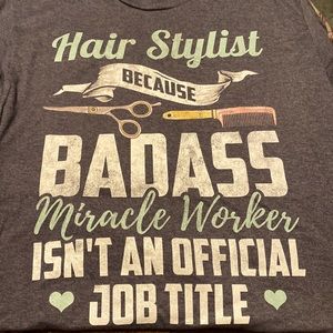Mens T-Shirt Hair Stylist Funny —Heather Blue Mens Large Size 🤣😂🤣🥳
